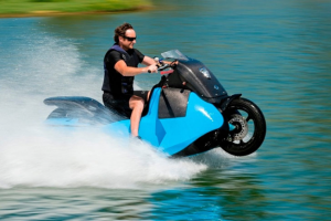 Man Driving Water Vehicle On Water