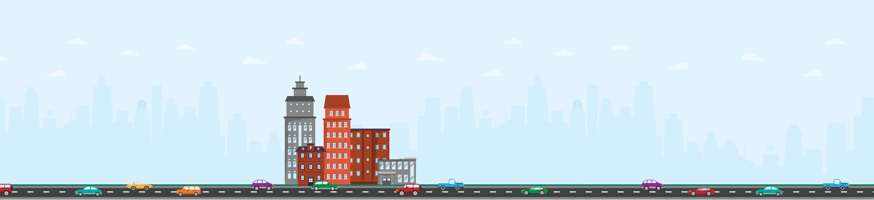 Illustration Of Cars Driving In City