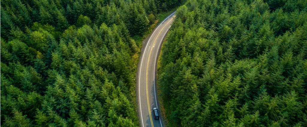 Car driving down the road.